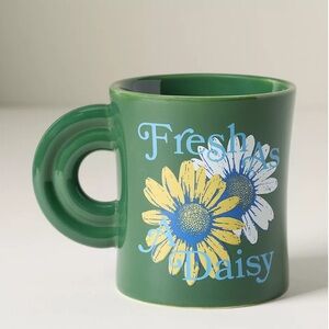 Anthropologie Ariane Stoneware Mug, Daisy Green Mug New In Box